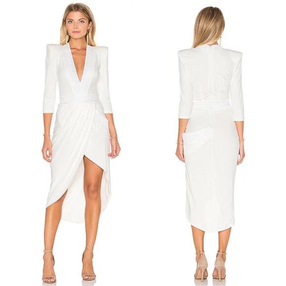 Zhivago Eye of Horus Long Sleeve White Midi Dress Size 4 - Picture 3 of 12